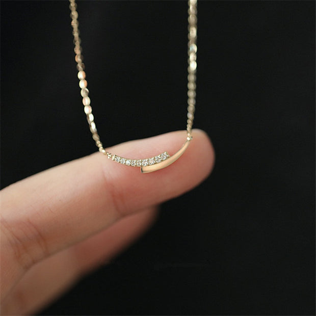 925 Sterling Silver 14K Gold Plating Pavé Crystal Intersection Pendant