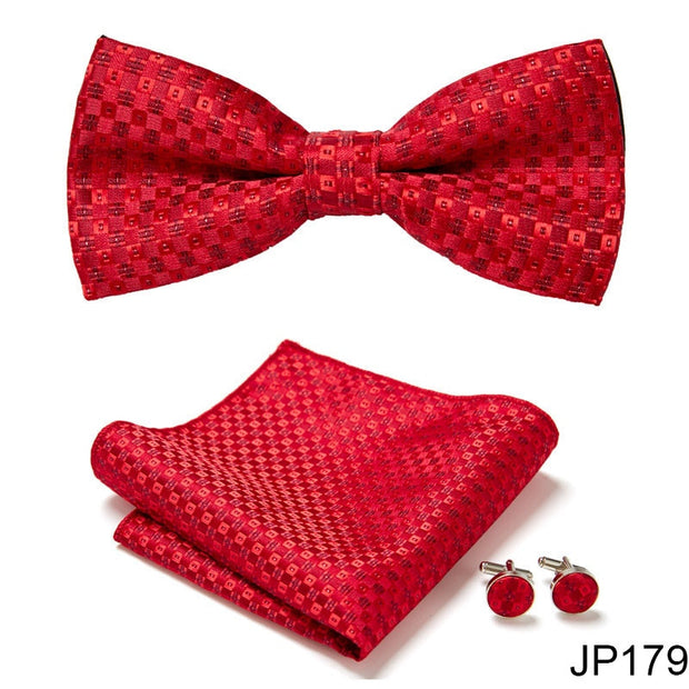 New Paisley  Bow Tie for men Wedding Bowtie Handkerchief Cufflink Set