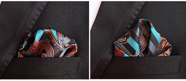 EASY.H Luxury 25*25CM  Vintage Floral Paisley Silk Hanky Pocket Square