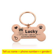 Engraved Pet Id Tags Custom Metal Bone Collar for Cat Silent Tag Personalized Collar