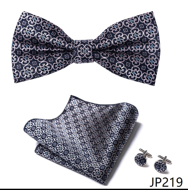 New Paisley  Bow Tie for men Wedding Bowtie Handkerchief Cufflink Set