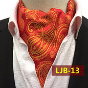 Men Vintage Cashew Floral Wedding Formal Cravat Ascot Scrunch