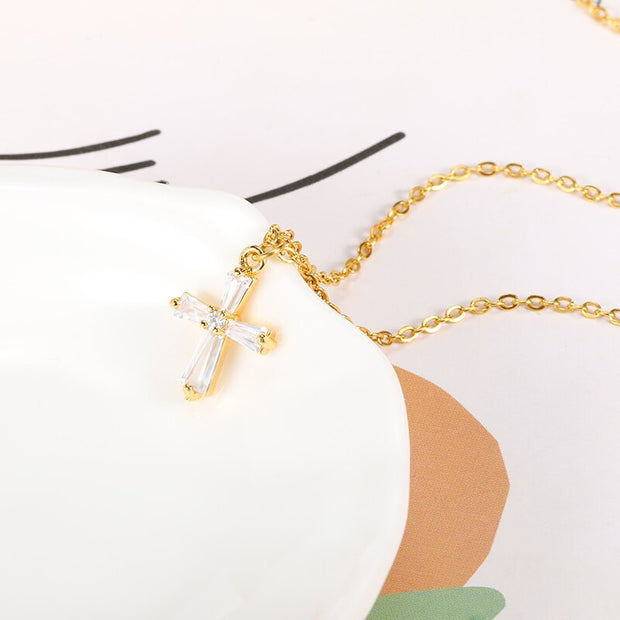 High Quality Zircon Cross Necklace For Women Hip Hop Jewelry Stainless Steel