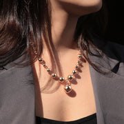 10mm Wide Round Beaded Charm Necklace 585 Rose Gold Color Ball Bead Link Chains