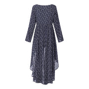 Oversize 5XL Fashion Dot irregular Long Blouse Autumn