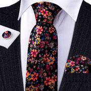 Tie Set Silk Jacquard Floral Necktie Wedding Business Handkerchief Cufflinks Tie