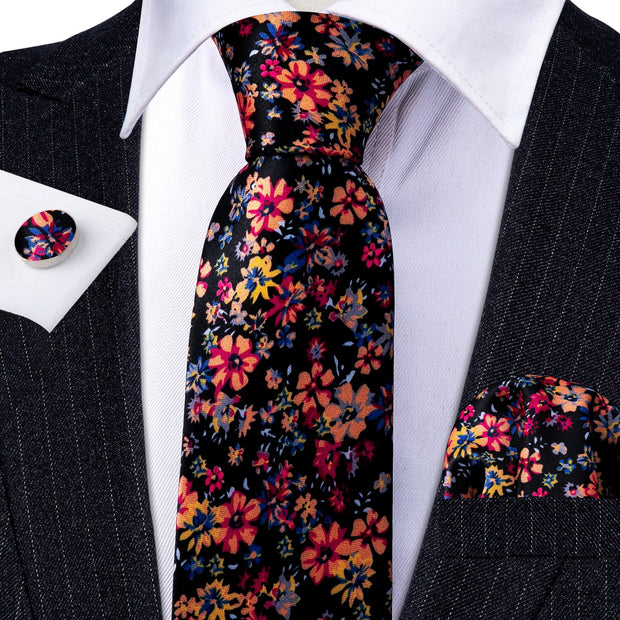 Tie Set Silk Jacquard Floral Necktie Wedding Business Handkerchief Cufflinks Tie
