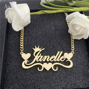 AurolaCo Custom Name Necklace With Heart Personalized Stainless Steel Gold