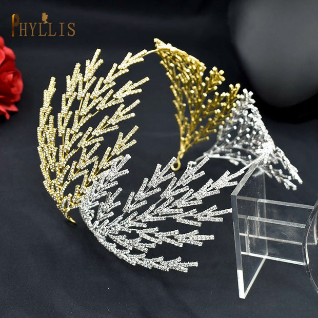 A254 Silver Gold Bride Headband Rhinestone Hair Jewelry for Women Tiaras Luxury