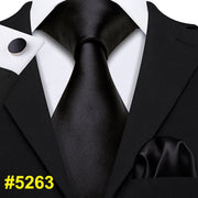 LS-5090 New Mens Ties Handkerchief Set 11 Colors Solid Silk Ties For Men