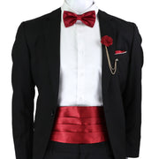 New Fashion Mens Cummerbund Bow Tie Brooch Set