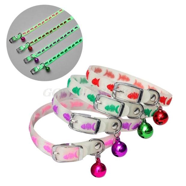 Pet Glowing Collars With Bells Glow At Night