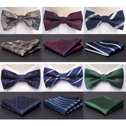 Men Bowtie Cravat Set Fashion Butterfly Party Wedding Ties
