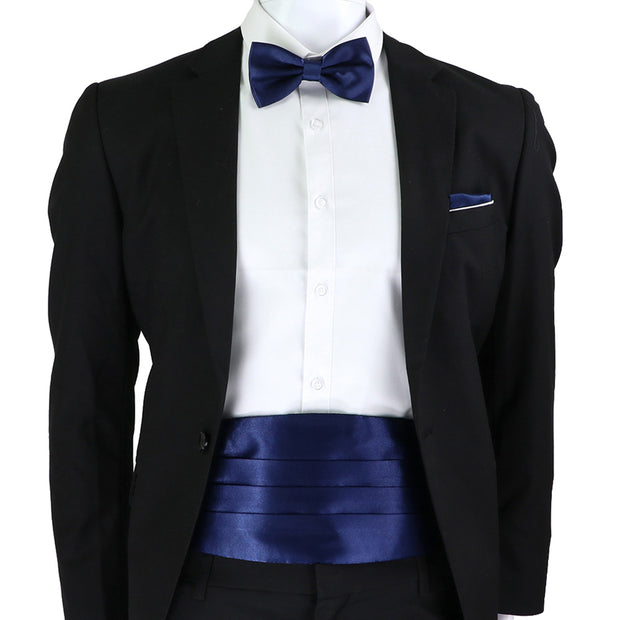 New Fashion Mens Cummerbund Bow Tie Brooch Set