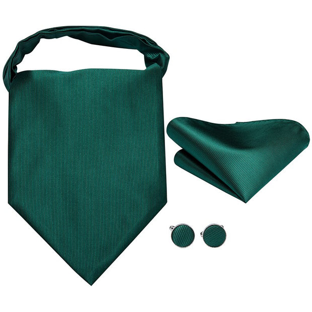 Green Solid 100% Silk Ascot Cravat Tie Ascot Scrunch Self British style