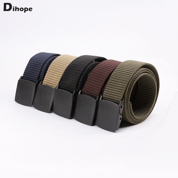 Dihope Military Green Men Belt Plastic Buckle Strap Waist Canvas Belts