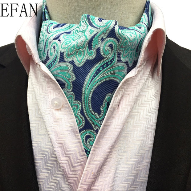Male British Fashion Paisley Floral Men Long Cravat Ascot Ties Gentlemen