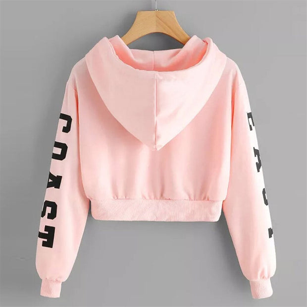 Sweatshirt Letters Hooded Womens Autumn Long Sleeve Hoodie