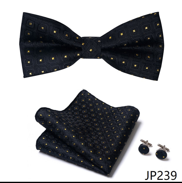 New Paisley  Bow Tie for men Wedding Bowtie Handkerchief Cufflink Set