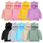New Fashion Baby Boys Girls Clothes Solid Color Pullover Hooded