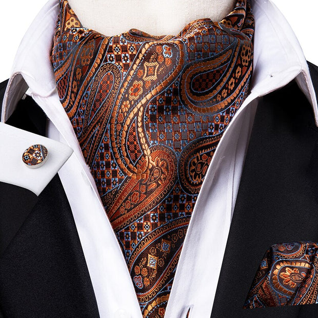 Green Solid 100% Silk Ascot Cravat Tie Ascot Scrunch Self British style