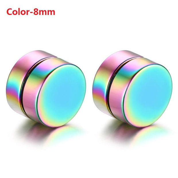 BONISKISS Stainless Steel Stud Earrings for Men Women Unisex Round Magnet Earrings
