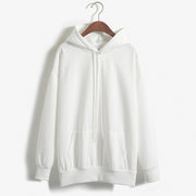 New Casual Ladies Spring Autumn Hoodies Tops Solid Color Women