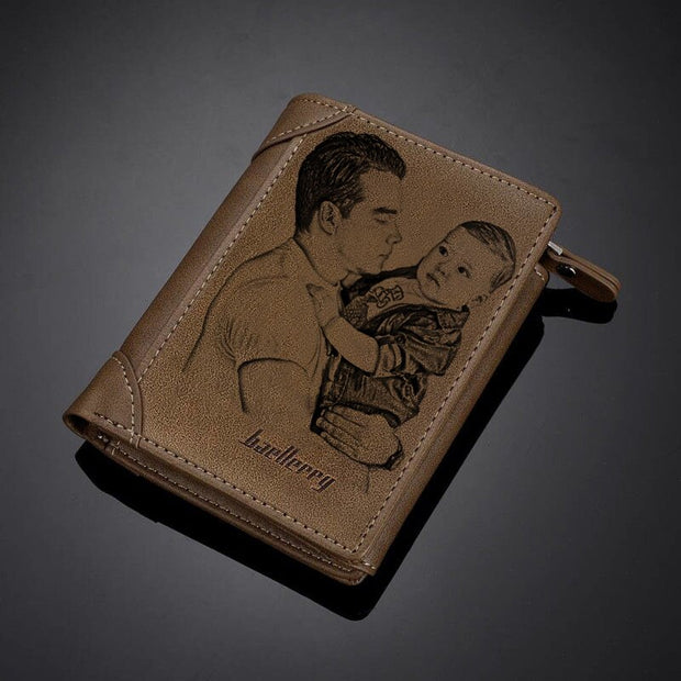 Direct sales Custom Photo Wallet Men Thin Section Buckle Leather