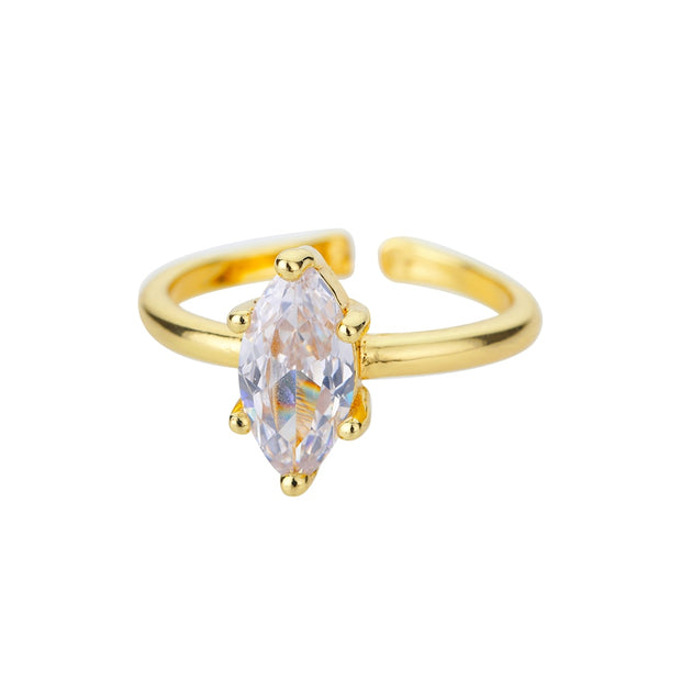 Zircon Green Rings For Women Stainless Steel Adjustable BirthStone Finger