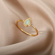 Red Opal Rings For Women Stainless Steel Gold Color Finger Ring