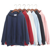 New Casual Ladies Spring Autumn Hoodies Tops Solid Color Women