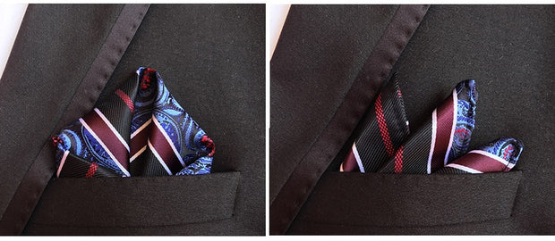 EASY.H Luxury 25*25CM  Vintage Floral Paisley Silk Hanky Pocket Square