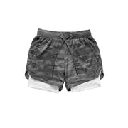 Camo Running Shorts Men 2 In 1 Double-deck Quick Dry GYM Sport Shorts