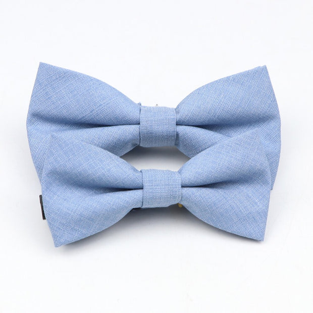 Soft Polyester Solid 15 Colors Father-son Bowtie Set