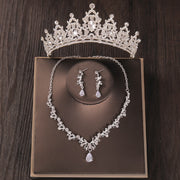 Baroque Costume Bridal Jewelry Sets Rhinestone Crystal Tiara Crown Earrings