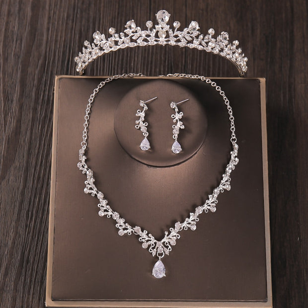 Baroque Costume Bridal Jewelry Sets Rhinestone Crystal Tiara Crown Earrings