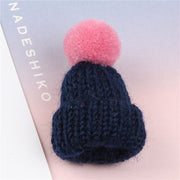 7 Color Cute Mini Knitted Hairball Hat Brooch Sweater Pins Badge