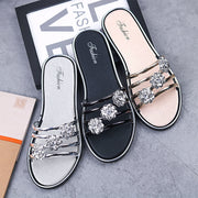 Women Fashion Peep Toe Silver High Quality Anti Skid Beach Sandals
