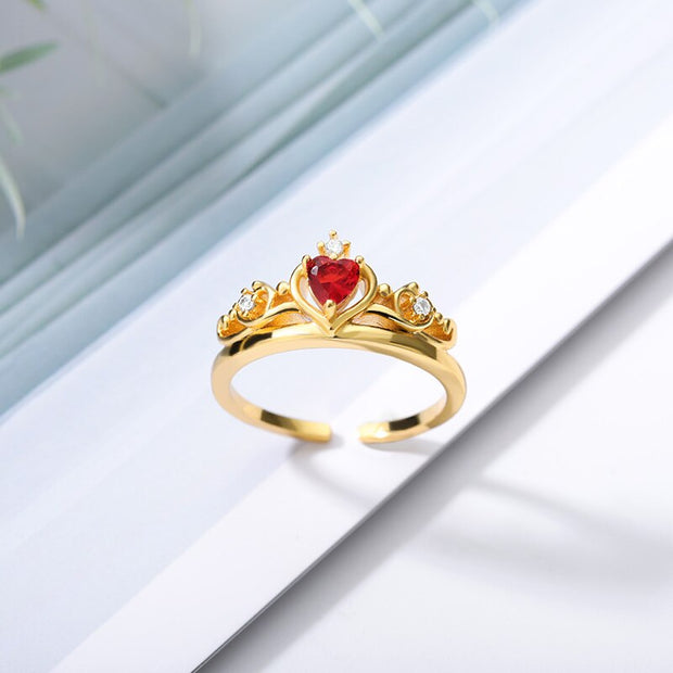 Fantasy Princess Ring Collection Set Crown Ring Pink Red Green White Zircon