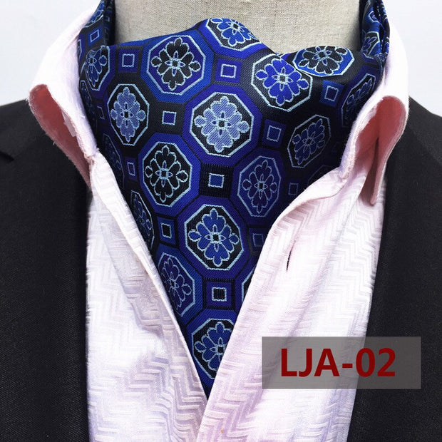 Men Vintage Cashew Floral Wedding Formal Cravat Ascot Scrunch