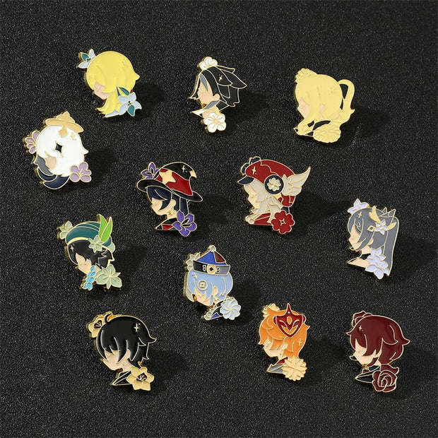 Genshin Impact Tartaglia Qiqi Sucrose Klee Lumine Cute Character Cosplay Brooch