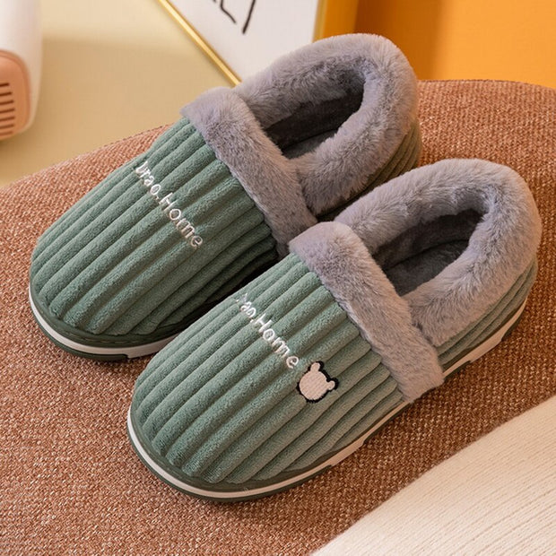 Women Winter Slippers Female Plush Thick Bottom