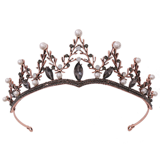 Vintage Baroque Black Color Queen Tiaras Crown Diadem Crystal