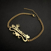 Custom Name Bracelet with Heart Personalized Cuban Chain Bracelet for Girl Custom