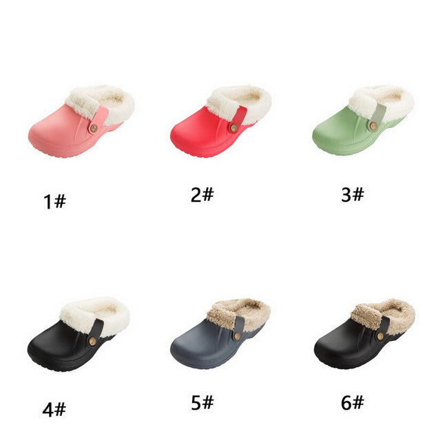 Unisex Home Winter Clogs Indoor Fur Warm Slippers