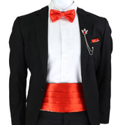 New Fashion Mens Cummerbund Bow Tie Brooch Set