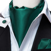 Green Solid 100% Silk Ascot Cravat Tie Ascot Scrunch Self British style