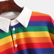 Fashion Winter Women Rainbow Striped Hoodies