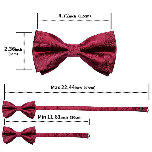 Wedding Bow Tie for Men Classic Red Pre-tied Bowtie Gift Set