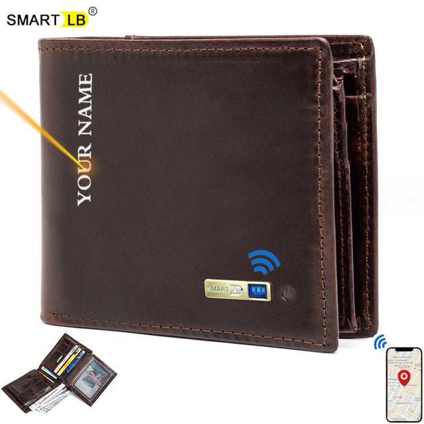Smart Anti-lost Wallet -compatible Leather Short Credit Card Holders Male